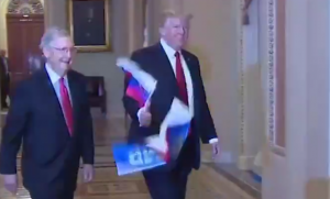  Watch THIS!  VIDEO: Protester throws Russian flags as Trump arrives at Capitol, calls him TRAITOR